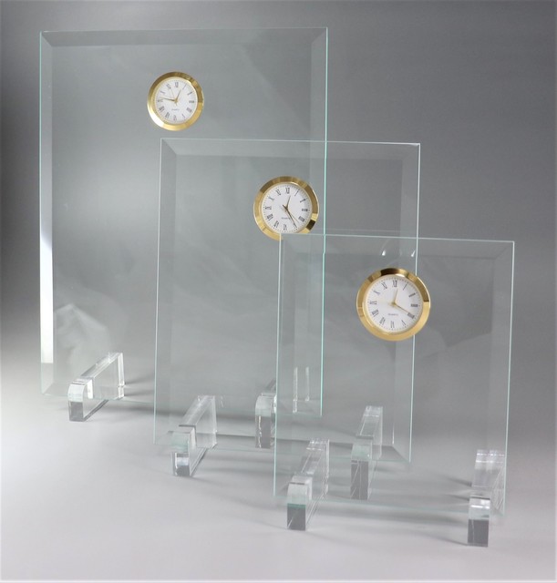  新商品　 時計付きガラス楯　金 Mサイズ