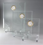 新商品　 時計付きガラス楯　金 Sサイズ