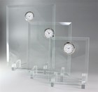  新商品　 時計付きガラス楯　銀 Mサイズ